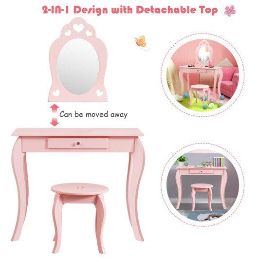 Kids Princess Makeup Dressing Play Table Set with Mirror -Pink at Set Shop and Smile