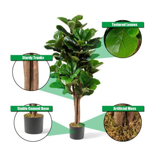 4 Feet Artificial Fiddle Leaf Fig Tree Decorative Planter at Set Shop and Smile