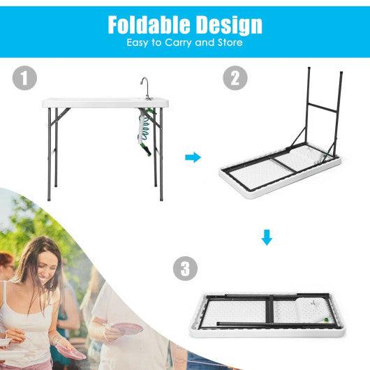 Folding Cleaning Sink Faucet Cutting Camping Table with Sprayer at Set Shop and Smile