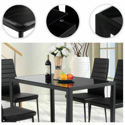 5 Pieces Metal Frame and Glass Tabletop Dining Set at Set Shop and Smile