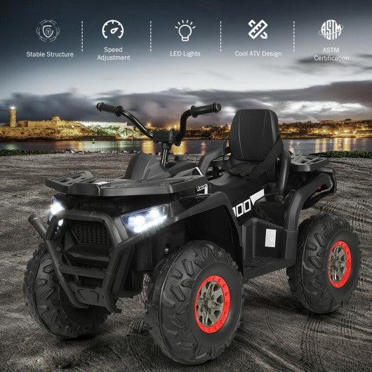 12 V Kids Electric 4-Wheeler ATV Quad with MP3 and LED Lights-Black at Set Shop and Smile
