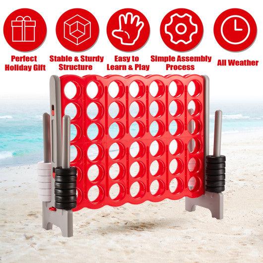 3.5 Feet Tall Jumbo 4 to Score Giant Game Set with 42 Jumbo Rings-Red at Set Shop and Smile