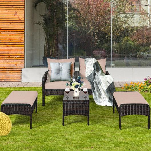 5 Pcs Patio Rattan Wicker Sofa Furniture Set at Set Shop and Smile