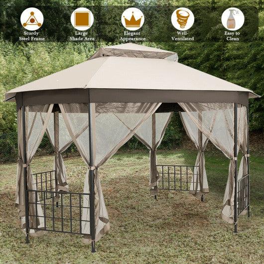 10’x 12’ Octagonal Patio Gazebo-Beige at Set Shop and Smile