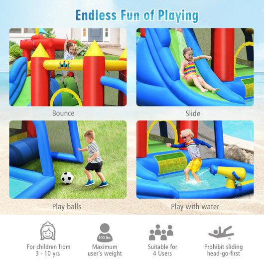 Inflatable Bouncer Bounce House with Water Slide Splash Pool without Blower at Set Shop and Smile