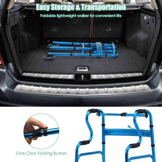 Aluminum Heavy-Duty Folding Wheeled Stand-Assist Walker-Blue at Set Shop and Smile