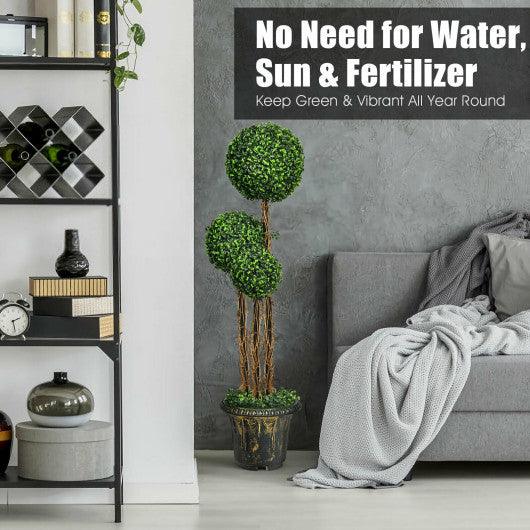 4 Feet Artificial UV Resistant Topiary Triple Ball Tree Plant at Set Shop and Smile