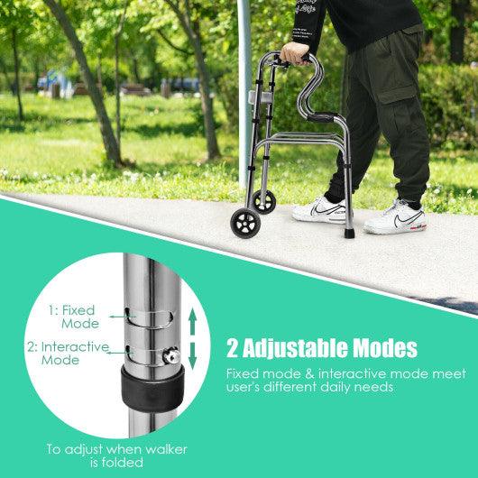 Aluminum Heavy-Duty Folding Wheeled Stand-Assist Walker-Gray at Set Shop and Smile