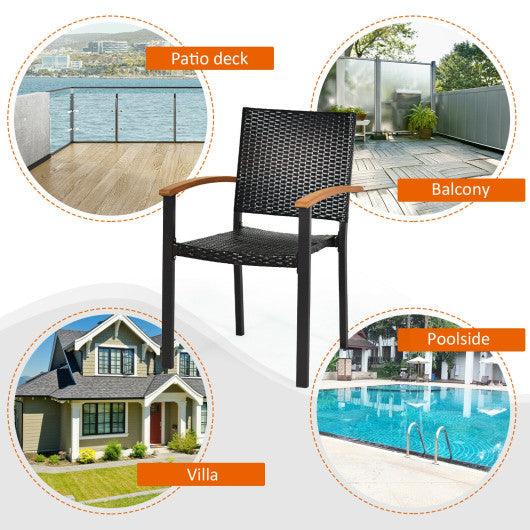 Set of 4 Outdoor Patio PE Rattan Dining Chairs with Powder-coated Steel Frame at Set Shop and Smile