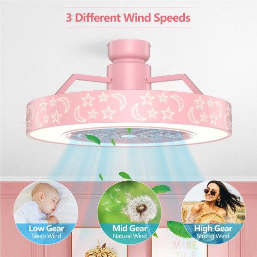 23 Inch Ceiling Fan with LED Light and Remote Control-Pink at Set Shop and Smile