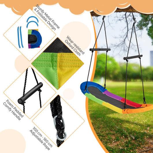 Saucer Tree Swing Surf Kids Outdoor Adjustable Oval Platform Set with Handle-Color at Set Shop and Smile