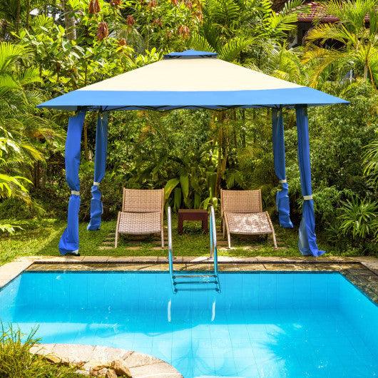 13 Feet x 13 Feet Pop Up Canopy Tent Instant Outdoor Folding Canopy Shelter-Blue at Set Shop and Smile