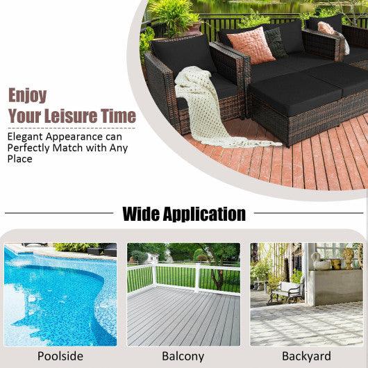 5 Pieces Patio Cushioned Rattan Furniture Set-Black at Set Shop and Smile