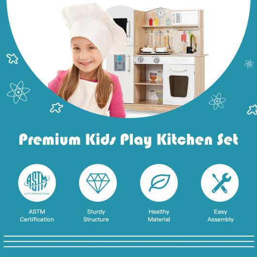 Wooden Kids Pretend Kitchen Playset Cooking Play Toy with Utensils and Sound at Set Shop and Smile