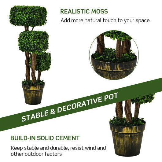 36 Inch Artificial Boxwood Topiary UV Protected Indoor Outdoor Tree at Set Shop and Smile