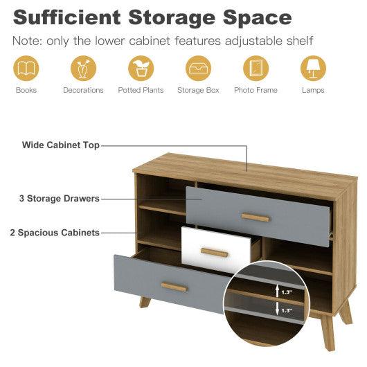 Free-standing Storage Floor Cabinet with 2 Doors and 3 Drawers at Set Shop and Smile