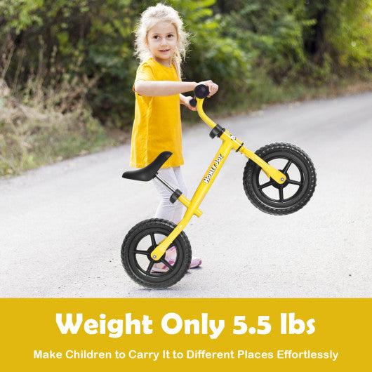 Kids No Pedal Balance Bike with Adjustable Handlebar and Seat-Yellow at Set Shop and Smile