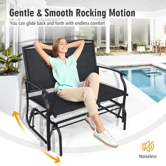 Iron Patio Rocking Chair for Outdoor Backyard and Lawn-Black at Set Shop and Smile