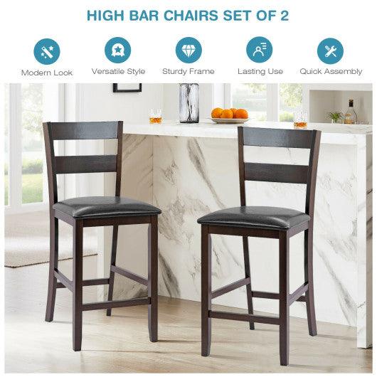 2-Pieces Upholstered Bar Stools Counter Height Chairs with PU Leather Cover at Set Shop and Smile