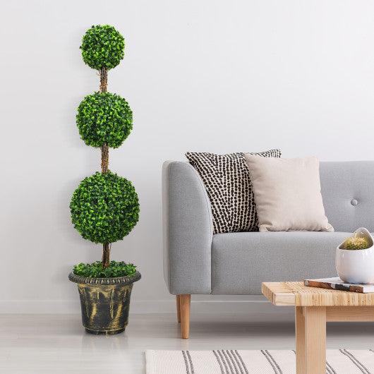 4 Feet Artificial Topiary Triple Ball Tree Plant at Set Shop and Smile
