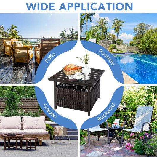 Outdoor Patio Rattan Wicker Steel Side Deck Table at Set Shop and Smile