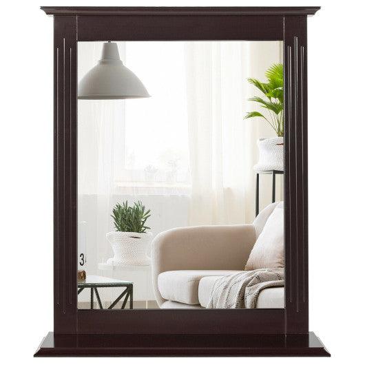 Wall-Mounted Multipurpose Vanity Mirror with Shelf-Brown at Set Shop and Smile