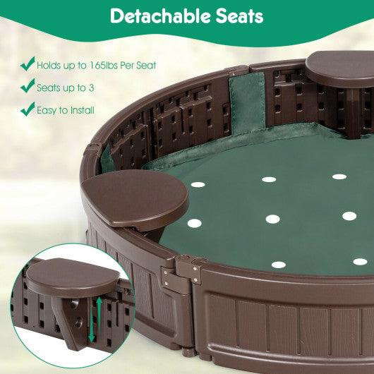 Sandbox with Built-in Corner Seat and Cover-Brown at Set Shop and Smile