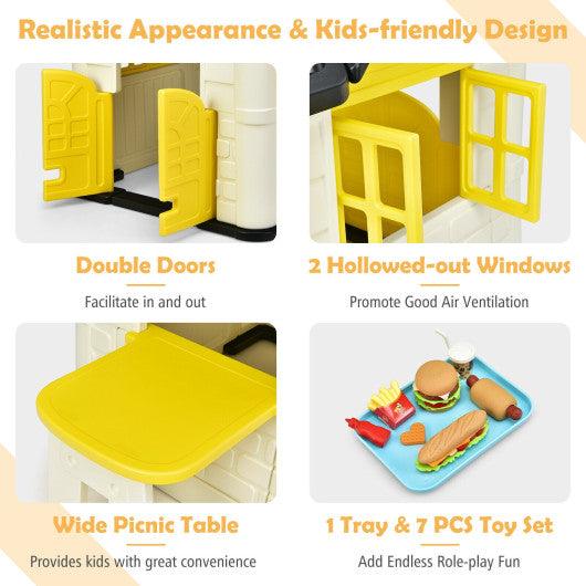 Kid’s Playhouse Pretend Toy House For Boys and Girls 7 Pieces Toy Set-Yellow at Set Shop and Smile