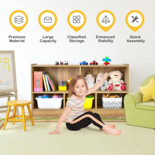 Kids 2-Shelf Bookcase 5-Cube Wood Toy Storage Cabinet Organizer-Natural at Set Shop and Smile