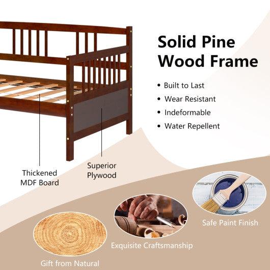 Twin Size Wooden Slats Daybed Bed with Rails-Cherry at Set Shop and Smile