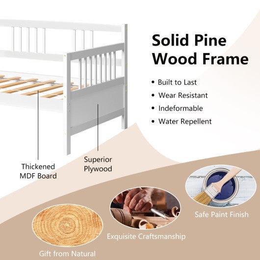 Twin Size Wooden Slats Daybed Bed with Rails-White at Set Shop and Smile