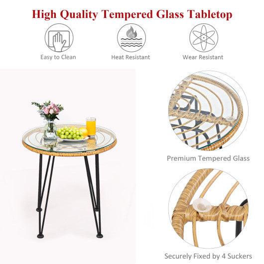 3 Pieces Rattan Furniture Set with Cushioned Chair Table-Red at Set Shop and Smile