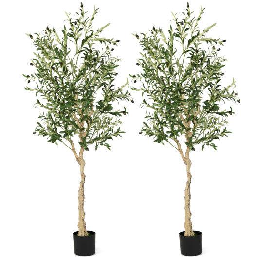 6 Feet Artificial Olive Tree in Cement Pot-1 Piece at Set Shop and Smile