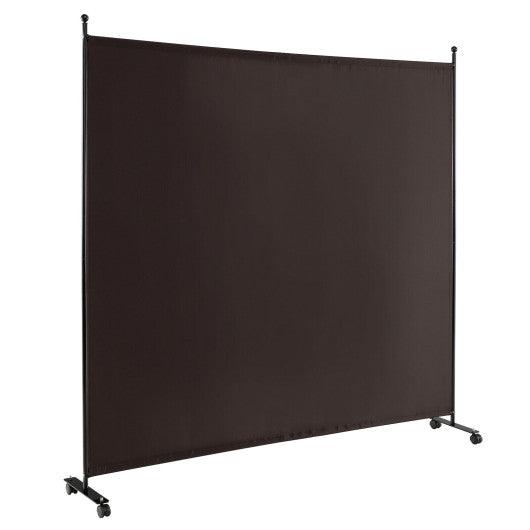 6 Feet Single Panel Rolling Room Divider with Smooth Wheels-Brown at Set Shop and Smile