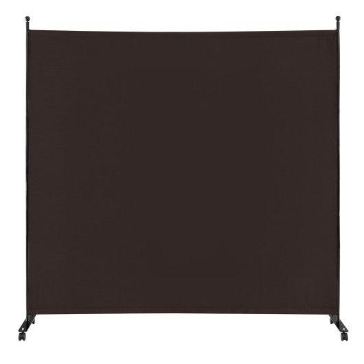 6 Feet Single Panel Rolling Room Divider with Smooth Wheels-Brown at Set Shop and Smile