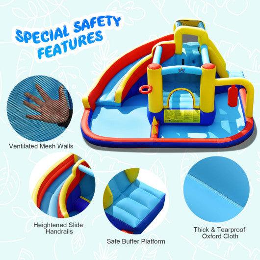 7-in-1 Inflatable Water Slide Bounce Castle with Splash Pool and Climbing Wall without Blower at Set Shop and Smile