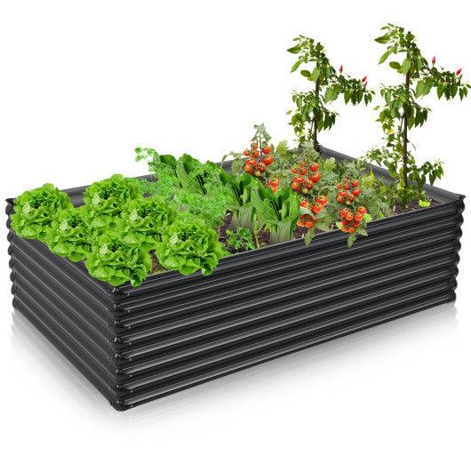 71 Inch Galvanized Metal Raised Garden Bed for Garden Backyard-Dark Gray at Set Shop and Smile