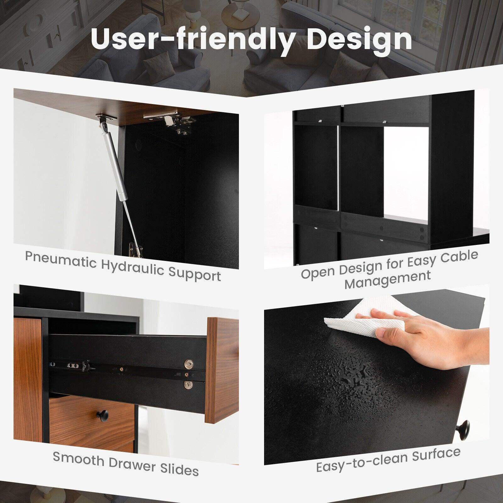 71 Inch Kitchen Pantry with 3 Storage Cabinet and 3 Deep Drawers-Walnut at Set Shop and Smile