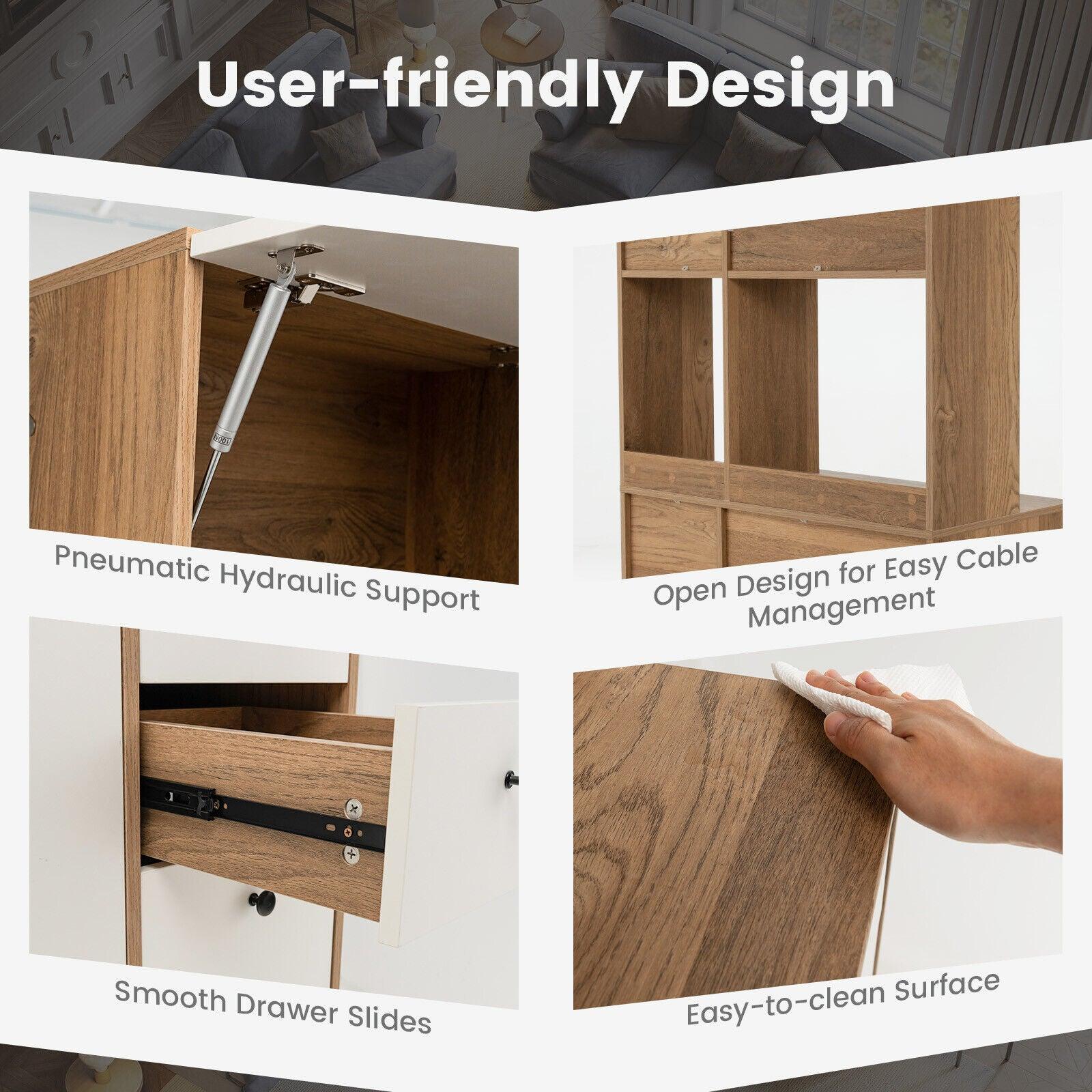 71 Inch Kitchen Pantry with 3 Storage Cabinet and 3 Deep Drawers-White at Set Shop and Smile