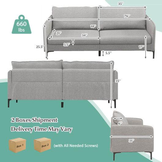 Modern 76 Inch Loveseat Sofa Couch for Apartment Dorm with Metal Legs-Gray at Set Shop and Smile