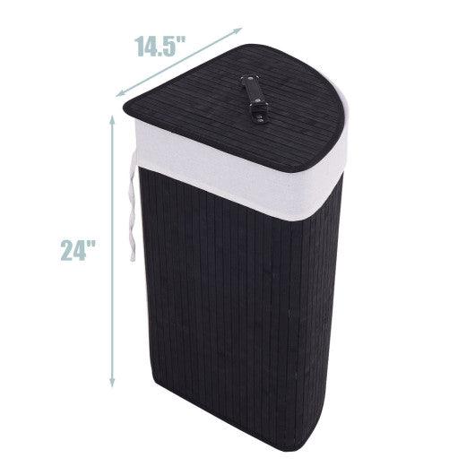 Corner Bamboo Hamper Laundry Basket-Black at Set Shop and Smile