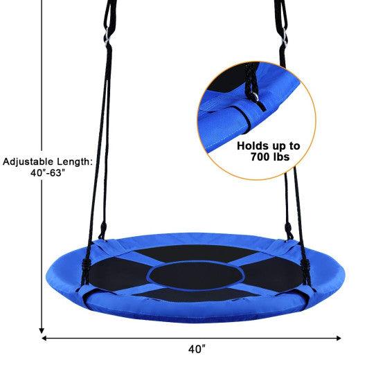 40 Inch Flying Saucer Tree Swing Indoor Outdoor Play Set-Blue at Set Shop and Smile