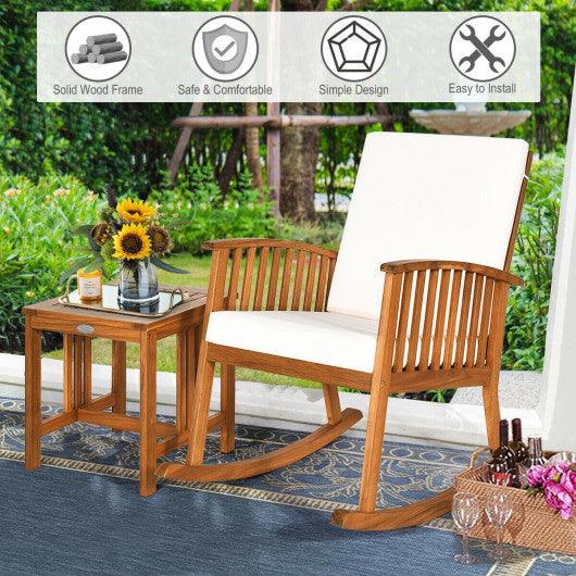 2 Pieces Acacia Wood Patio Rocking Chair Table Set at Set Shop and Smile