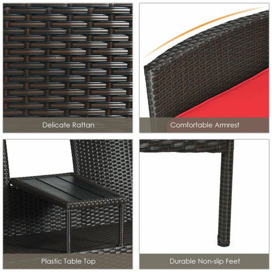 Modern Patio Conversation Set with Built-in Coffee Table and Cushions -Red at Set Shop and Smile