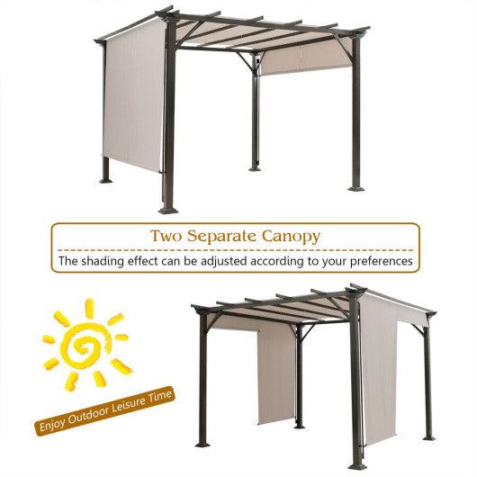 10 x 10 Feet Metal Frame Patio Furniture Shelter-Beige at Set Shop and Smile