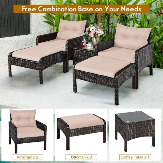 5 Pcs Patio Rattan Wicker Sofa Furniture Set at Set Shop and Smile