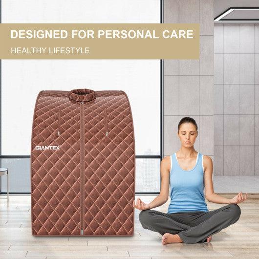 Portable Personal Steam Sauna Spa with 3L Blast-proof Steamer Chair-Coffee at Set Shop and Smile