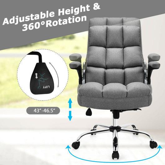 Adjustable Swivel Office Chair with High Back and Flip-up Arm for Home and Office-Gray at Set Shop and Smile