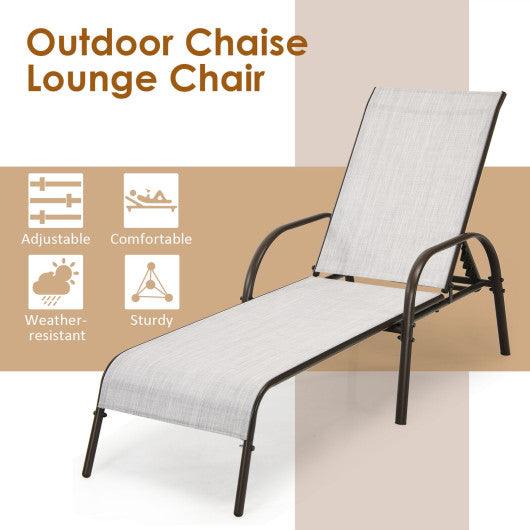 Adjustable Patio Chaise Folding Lounge Chair with Backrest-Gray at Set Shop and Smile