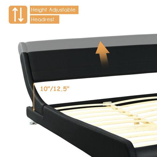 Full Size Faux Leather Upholstered Platform Bed Adjustable Headboard-Black at Set Shop and Smile